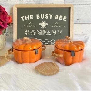 10 Strawberry Street Pumpkin Casserole Mini Cocottes/Ramekins Set of 2